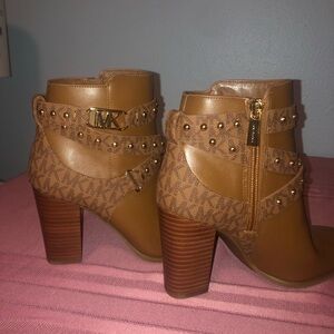Michael Kors Brown Ankle Booties with Gold Accents